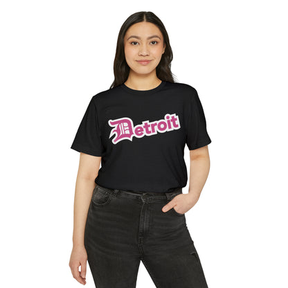 'Detroit' T-Shirt (Apple Blossom Pink Old English 'D') | Unisex Recycled Organic