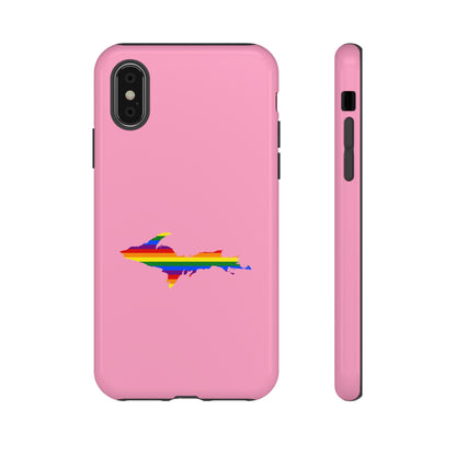 Michigan Upper Peninsula Tough Phone Case ('67 Pink Caddie w/ UP Pride Flag Outline) | Apple iPhone