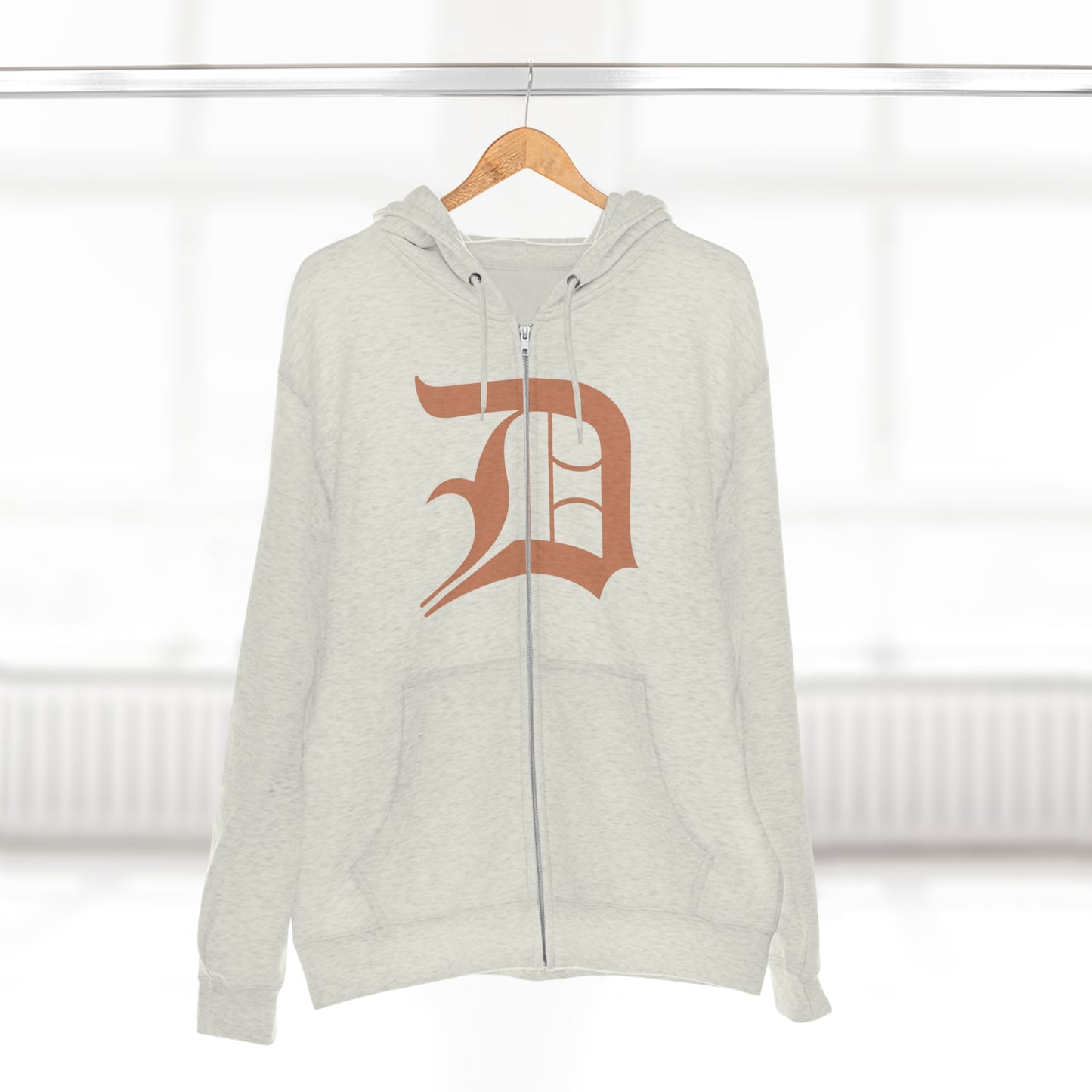 Detroit 'Old English D' Hoodie (Full-Body Copper Color) | Unisex Full Zip