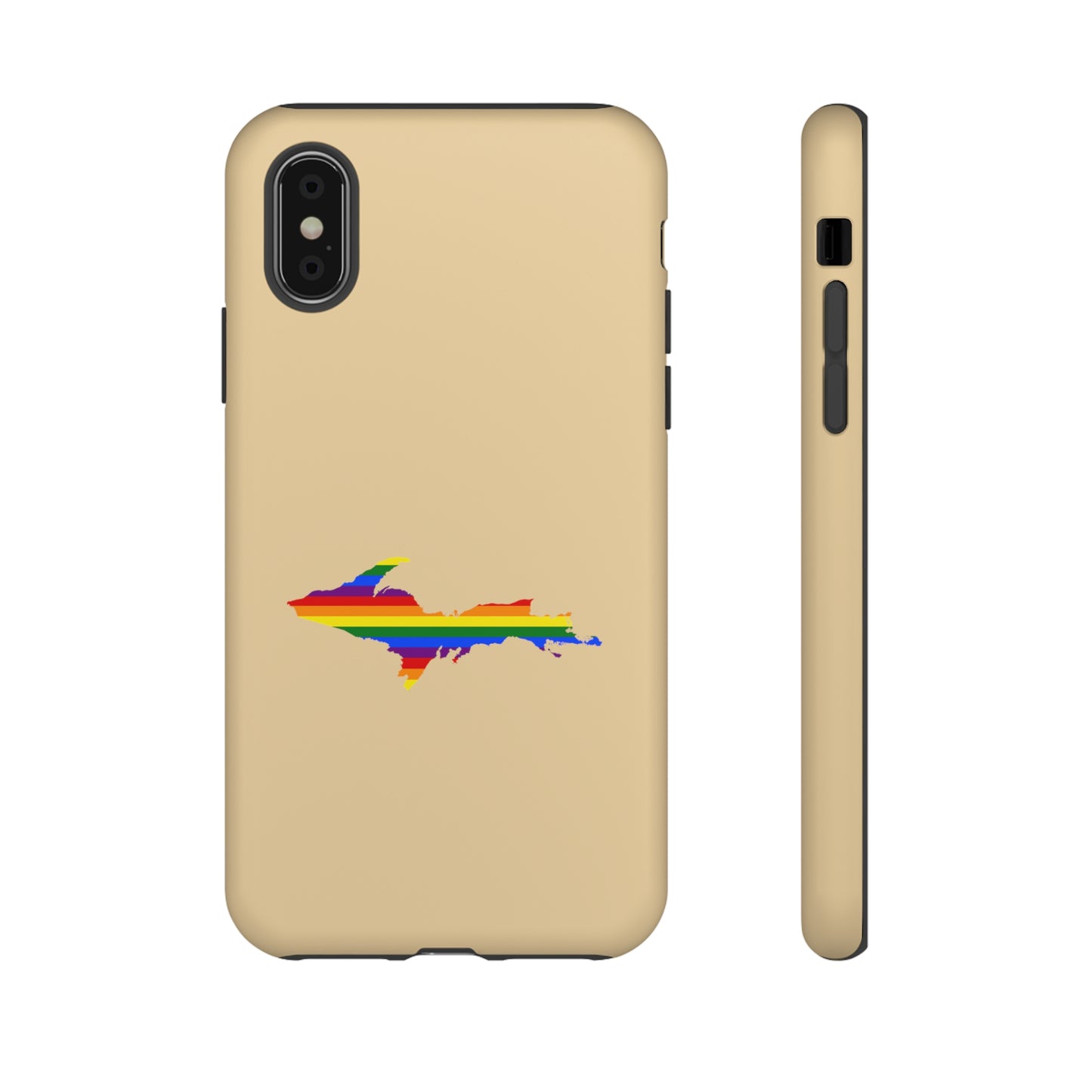 Michigan Upper Peninsula Tough Phone Case (Maple Color w/ UP Pride Flag Outline) | Apple iPhone