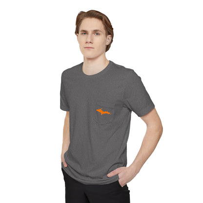 Michigan Upper Peninsula Pocket T-Shirt (w/ Orange UP Outline) | Unisex Standard