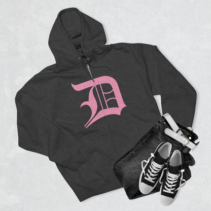 Detroit 'Old English D' Hoodie (Full-Body '67 Caddie Pink) | Unisex Full Zip