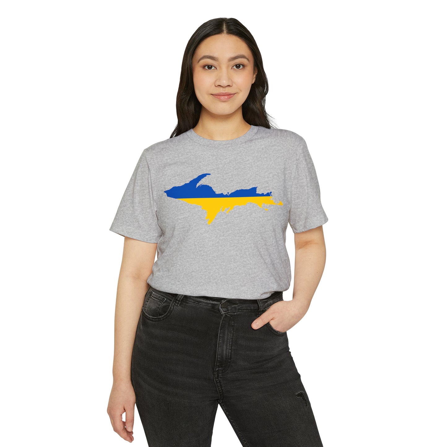 Michigan Upper Peninsula T-Shirt (w/ UP Ukraine Flag) | Unisex Recycled Organic