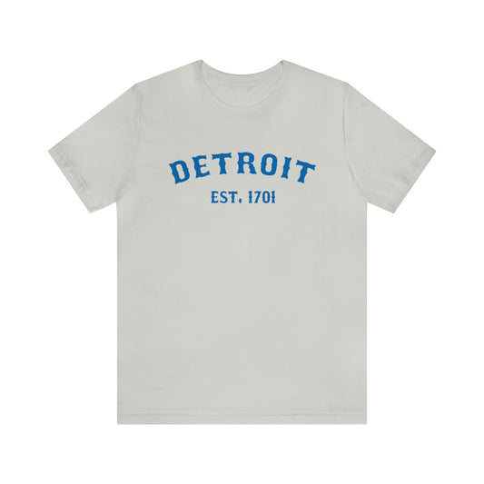 'Detroit EST. 1701' T-Shirt (Azure Ballpark Font) | Unisex Standard