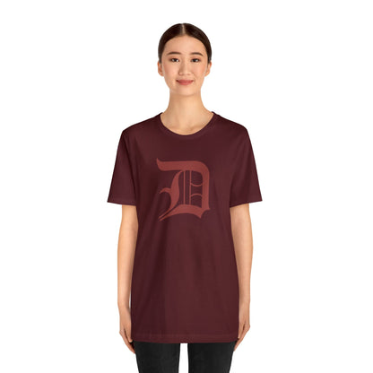 Detroit 'Old English D' T-Shirt (Ore Dock Red) | Unisex Standard