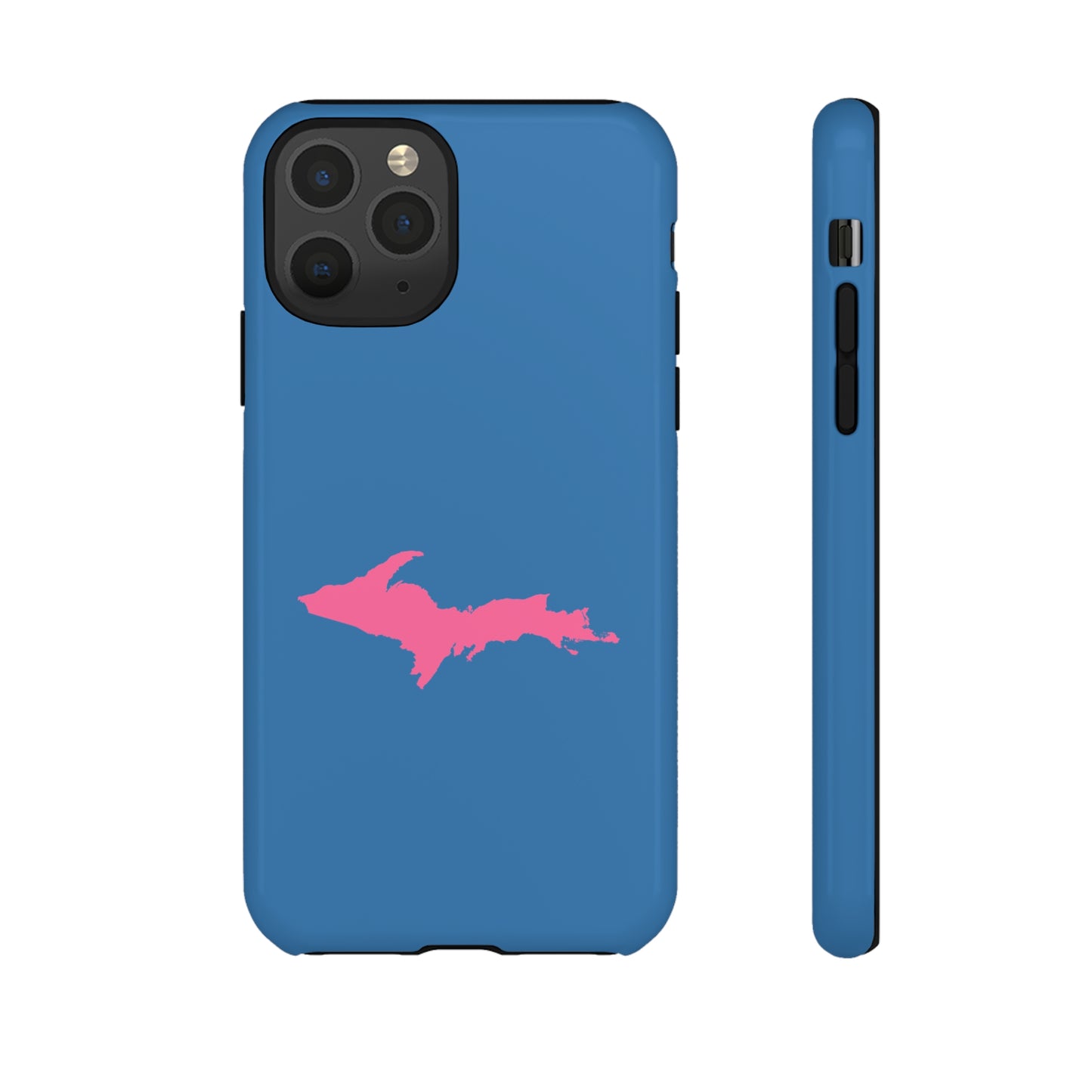 Michigan Upper Peninsula Tough Phone Case (Lake Superior Blue w/ Pink UP Outline) | Apple iPhone