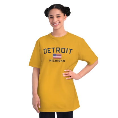 'Detroit Michigan' T-Shirt (w/ USA Flag) | Organic Unisex