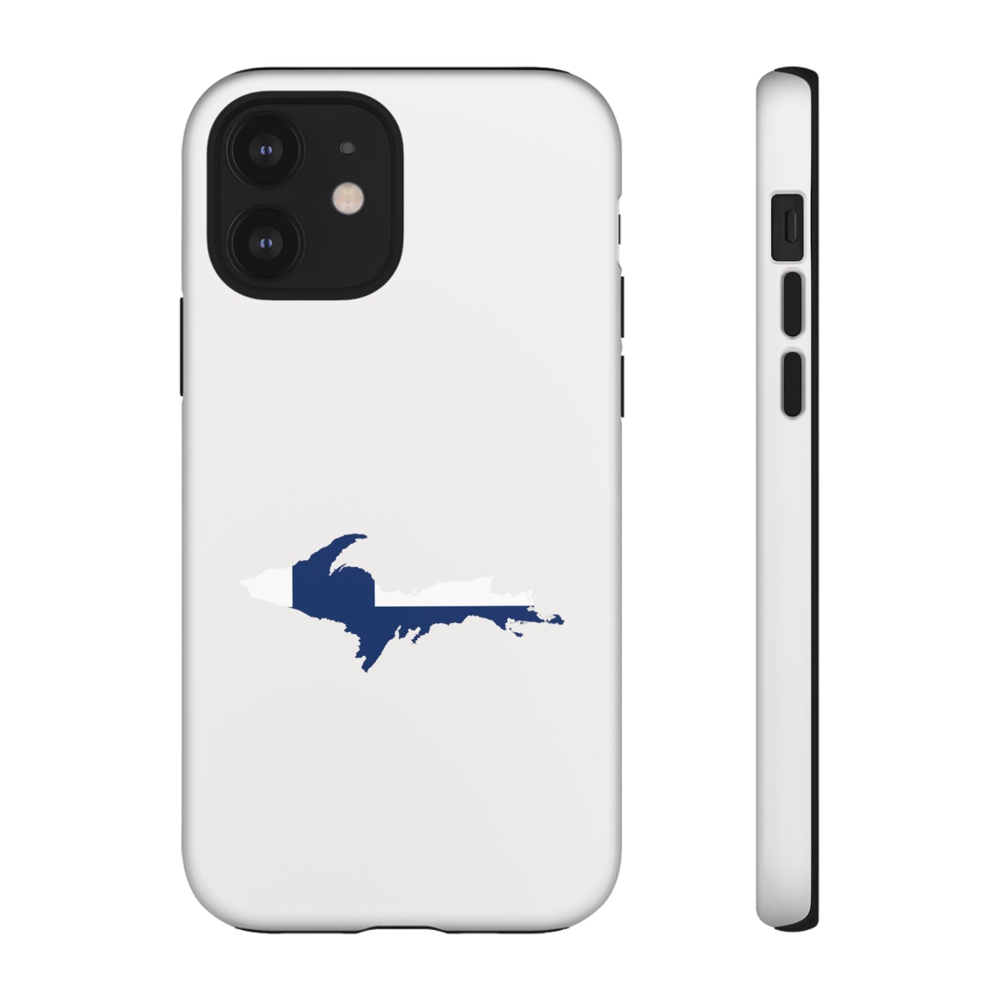 Michigan Upper Peninsula Tough Phone Case (Birch Bark White w/ UP Finland Flag Outline) | Apple iPhone