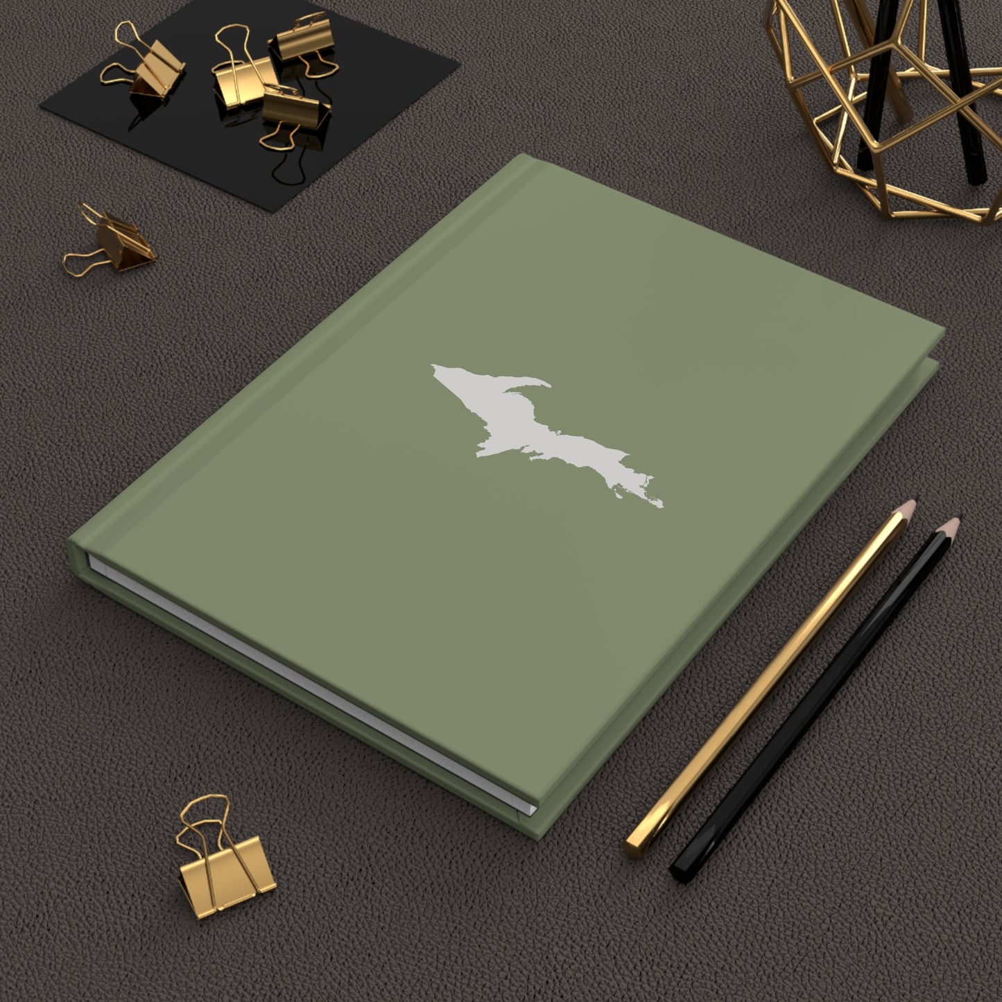 Michigan Upper Peninsula Hardcover Journal (Beachgrass Green w/ UP Outline) | Ruled - 150pgs