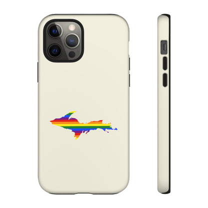 Michigan Upper Peninsula Tough Phone Case (Ivory Color w/ UP Pride Flag Outline) | Apple iPhone