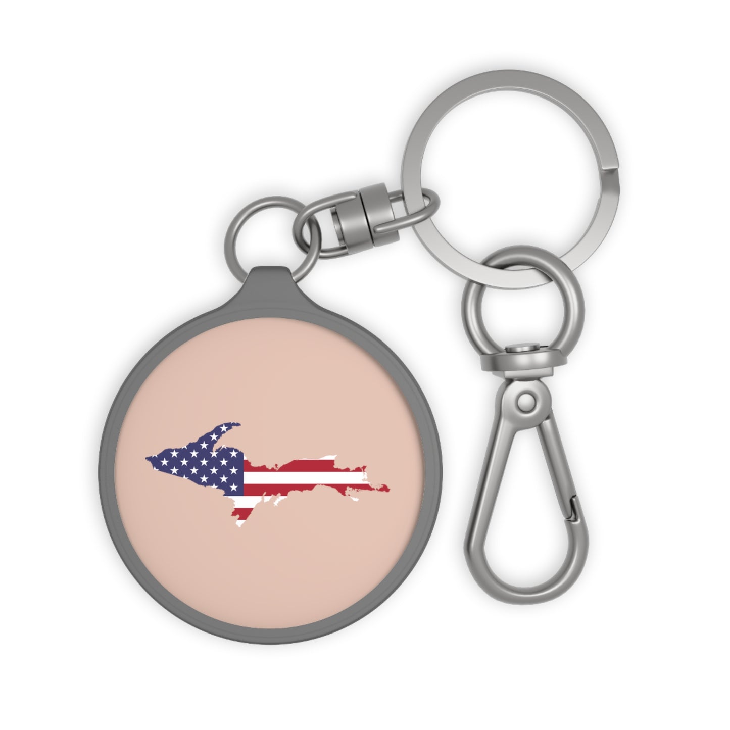 Michigan Upper Peninsula Keyring (w/ UP USA Flag) | Rose Gold