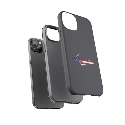 Michigan Upper Peninsula Tough Phone Case (Iron Ore Grey w/ UP USA Flag Outline) | Apple iPhone