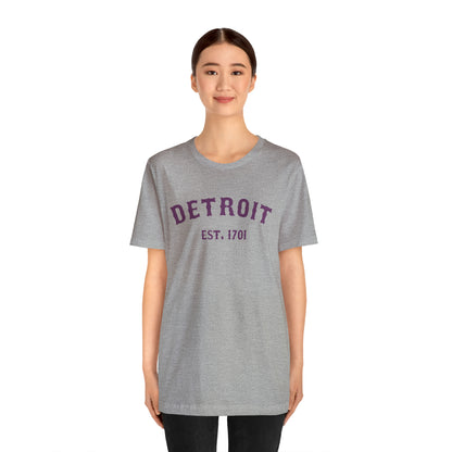 'Detroit EST. 1701' T-Shirt (Plum Ballpark Font) | Unisex Standard