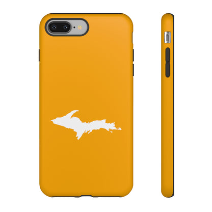 Michigan Upper Peninsula Tough Phone Case (Autumn Birch Leaf Color w/ UP Outline) | Apple iPhone