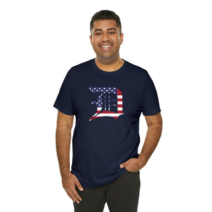 Detroit 'Old English D' T-Shirt (Patriotic Edition) | Unisex Standard