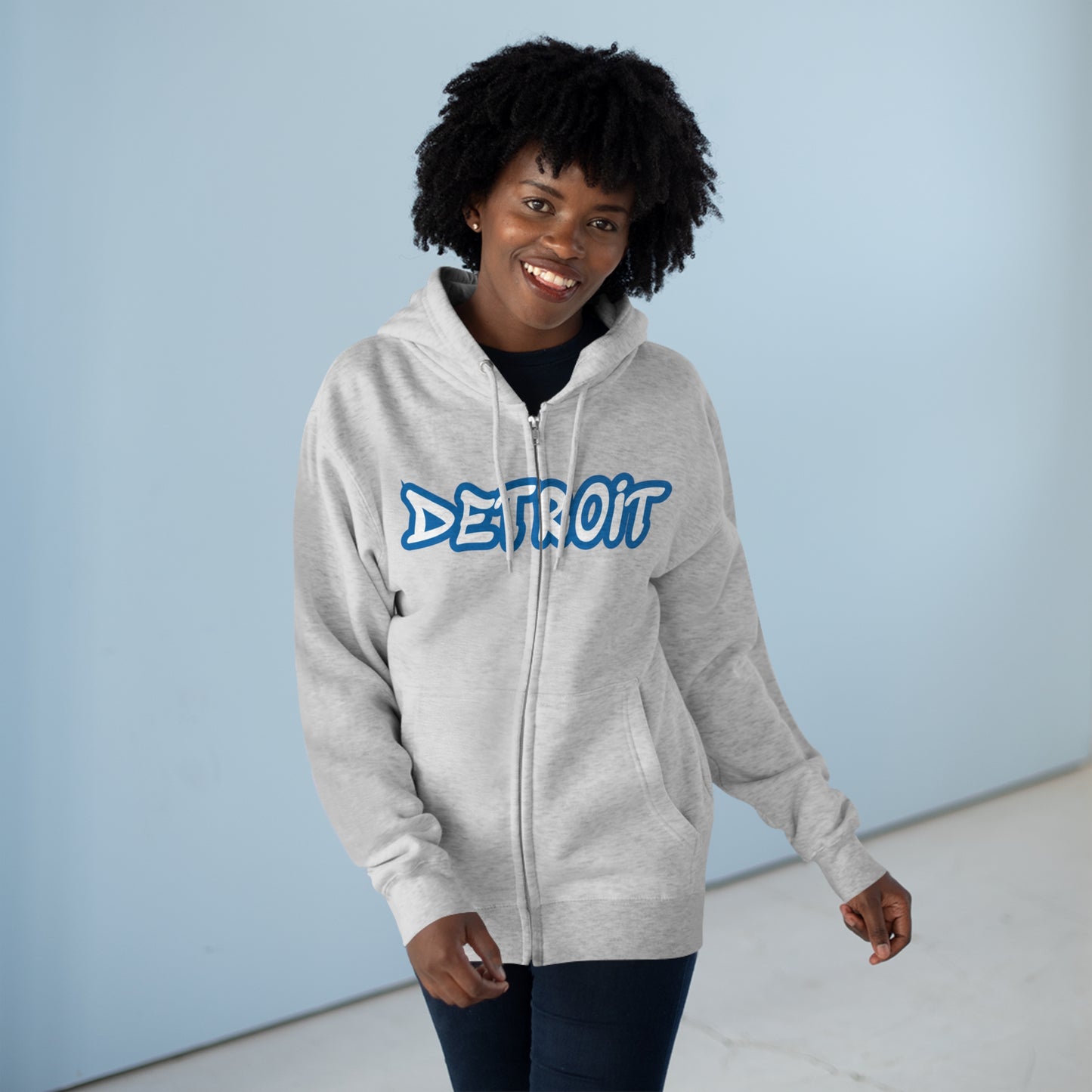 'Detroit' Hoodie (Azure Tag Font) | Unisex Full Zip