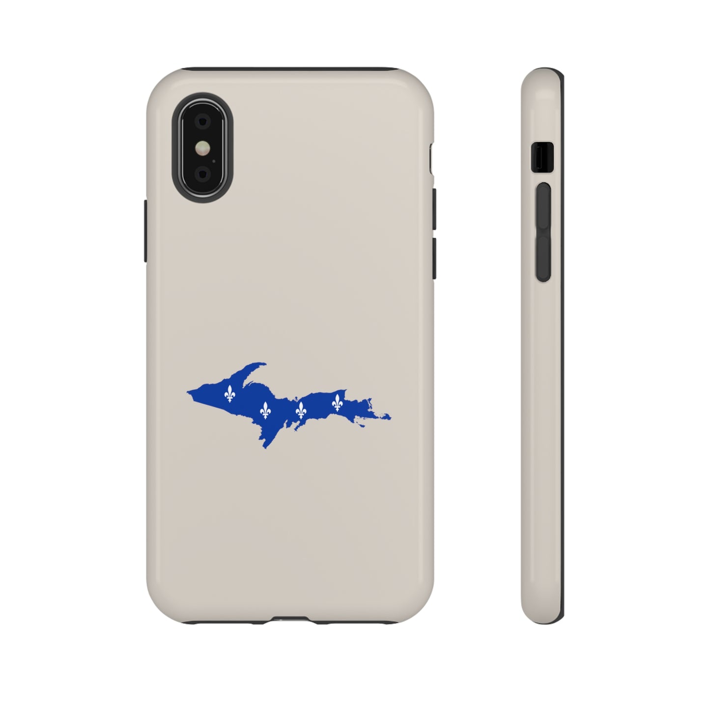 Michigan Upper Peninsula Tough Phone Case (Canvas Color w/ UP Quebec Flag Outline) | Apple iPhone