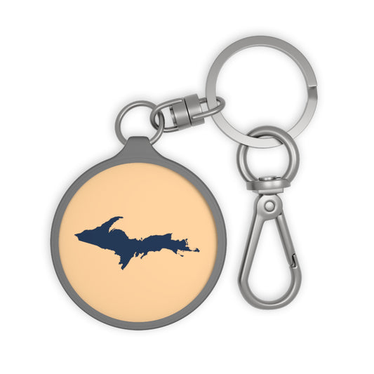 Michigan Upper Peninsula Keyring (w/ Navy UP Outline) | Pale Apricot