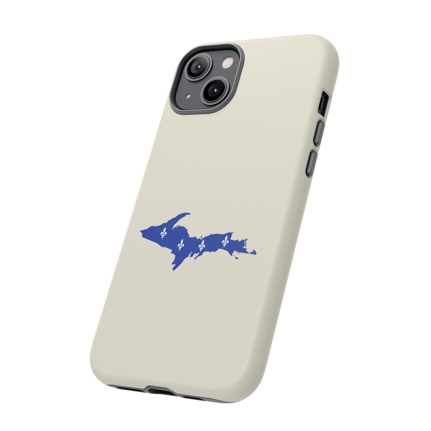 Michigan Upper Peninsula Tough Phone Case (Ivory White w/ UP Quebec Flag Outline) | Apple iPhone