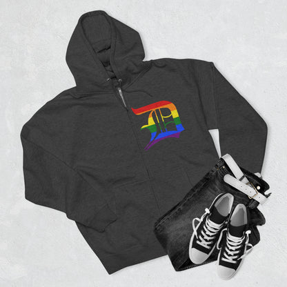 Detroit 'Old English D' Hoodie (Rainbow Pride Edition) | Unisex Full Zip