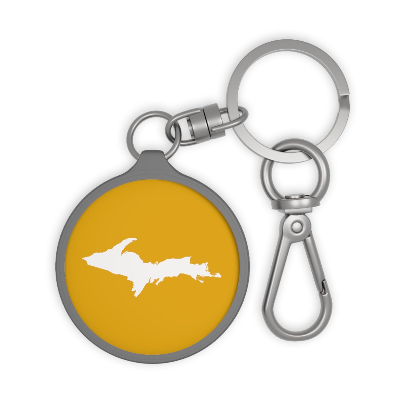 Michigan Upper Peninsula Keyring (w/ UP Outline) | Gold