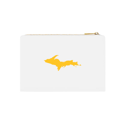 Michigan Upper Peninsula Cosmetic Bag (Gold Outline) | Cotton Canvas