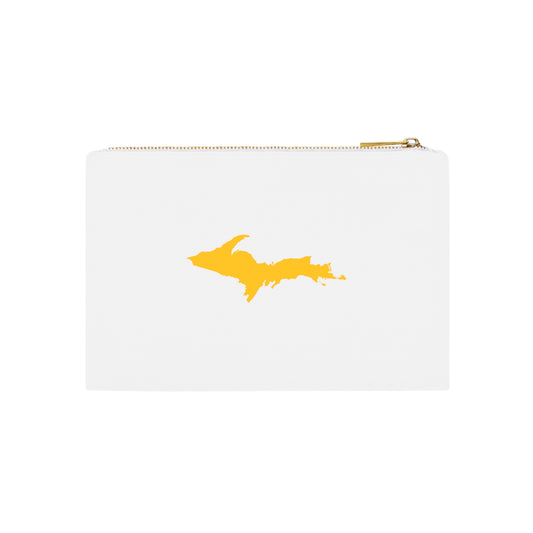 Michigan Upper Peninsula Cosmetic Bag (Gold Outline) | Cotton Canvas