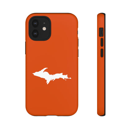 Michigan Upper Peninsula Tough Phone Case (Maple Leaf Orange w/ UP Outline) | Apple iPhone