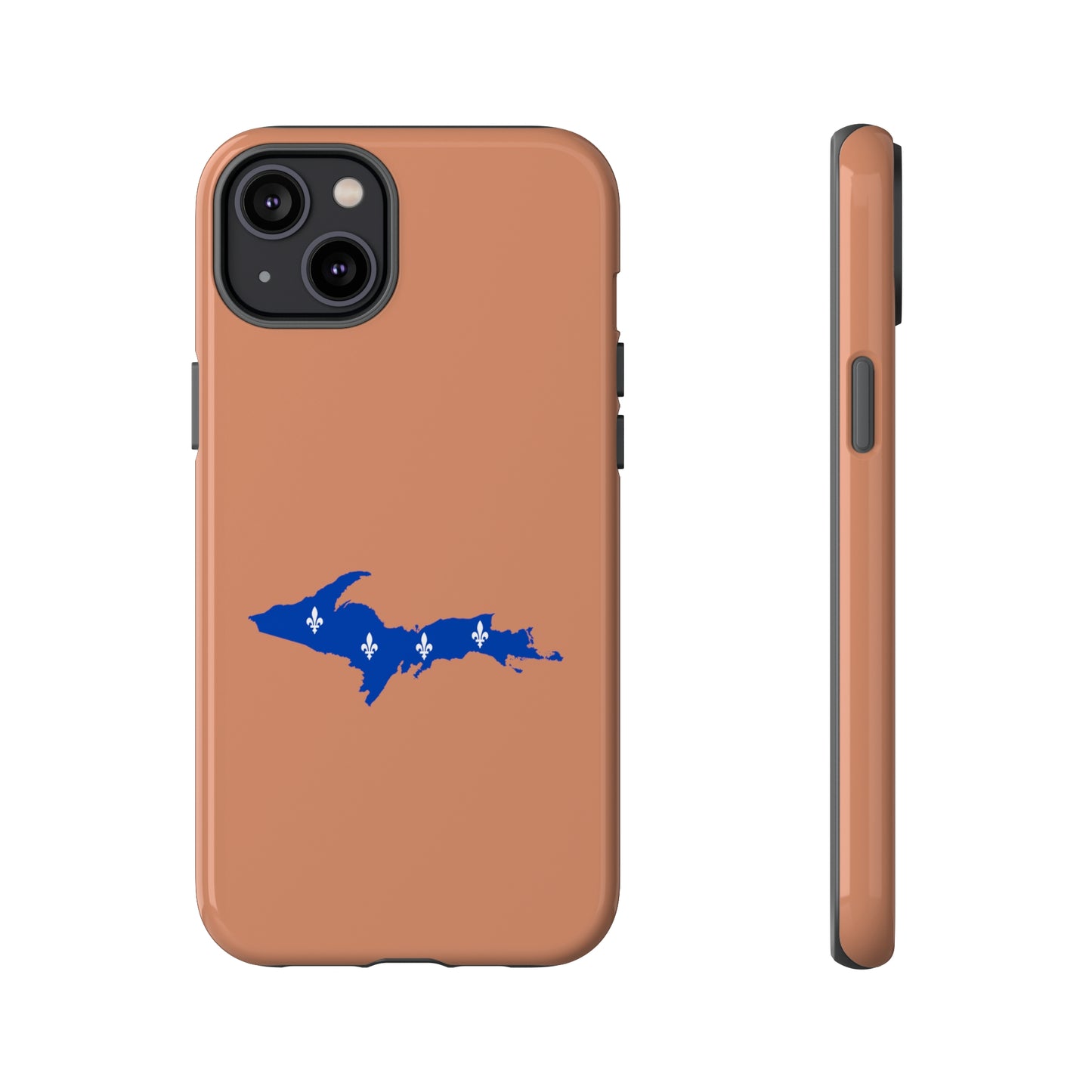 Michigan Upper Peninsula Tough Phone Case (Copper Color w/ UP Quebec Flag Outline) | Apple iPhone