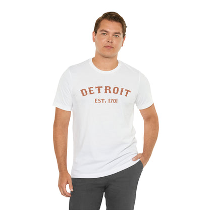 'Detroit EST. 1701' T-Shirt (Copper Ballpark Font) | Unisex Standard