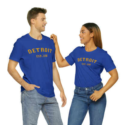 'Detroit EST. 1701' T-Shirt (Gold Ballpark Font) | Unisex Standard