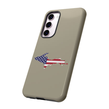 Michigan Upper Peninsula Tough Phone Case (Petoskey Stone Beige w/ UP USA Flag Outline) | Samsung & Pixel Android