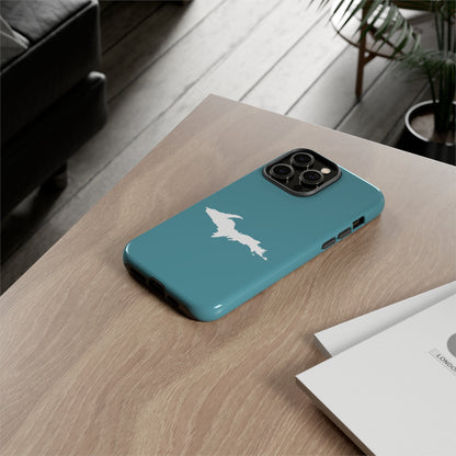 Michigan Upper Peninsula Tough Phone Case (Lake Huron Blue w/ UP Outline) | Apple iPhone