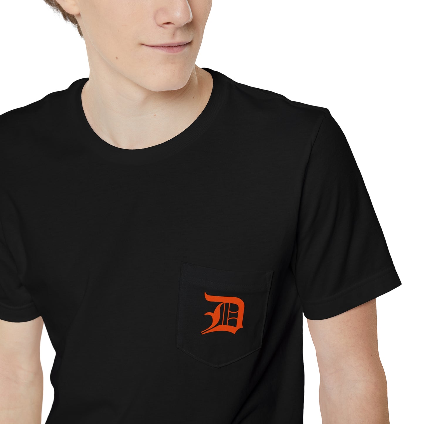 Detroit 'Old English D' Pocket T-Shirt (Maple Leaf Orange) | Unisex Standard