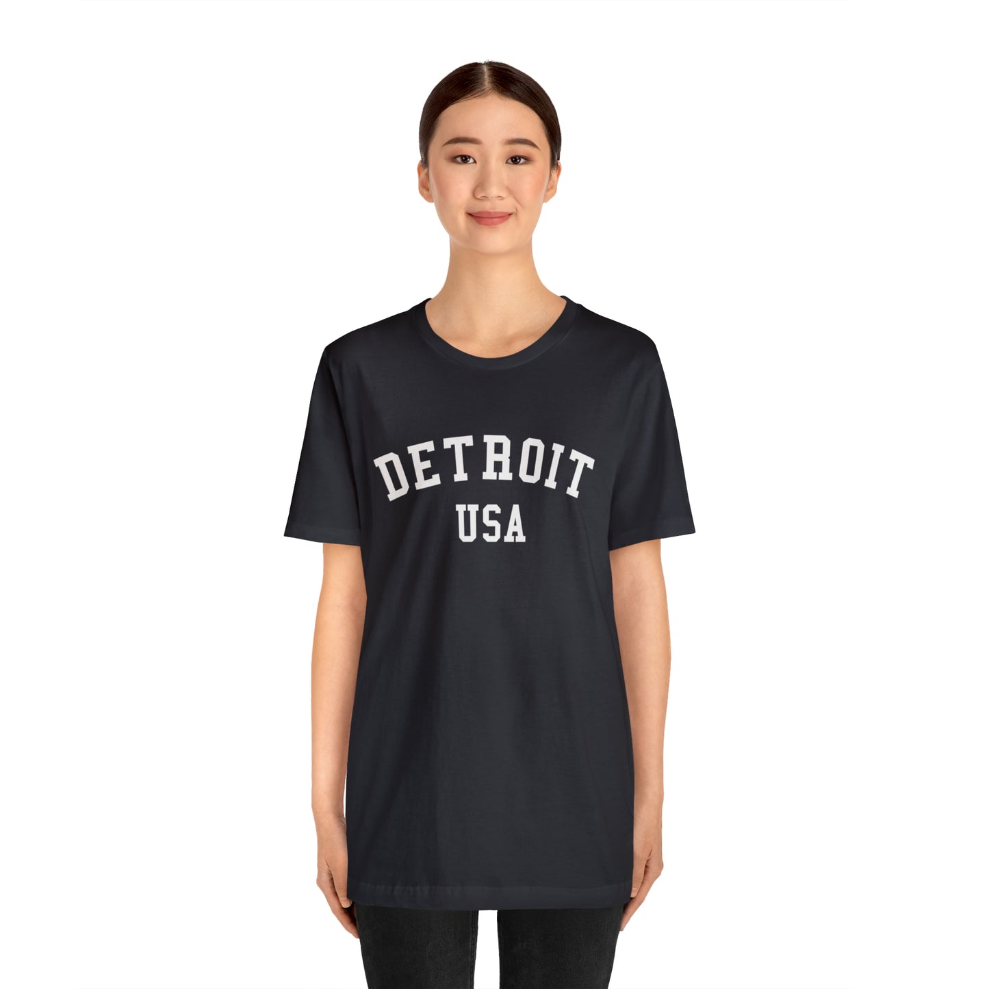 'Detroit USA' T-Shirt (Collegiate Font) | Unisex Standard