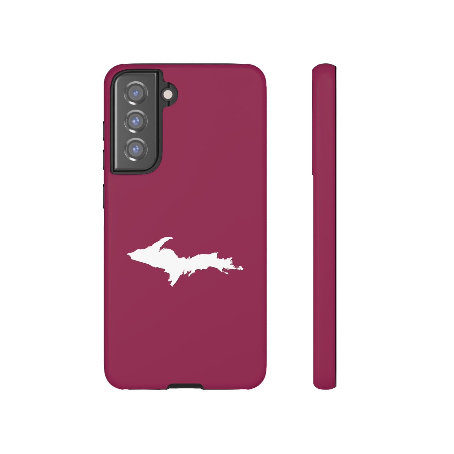 Michigan Upper Peninsula Tough Phone Case (Ruby Red w/ UP Outline) | Samsung & Pixel Android