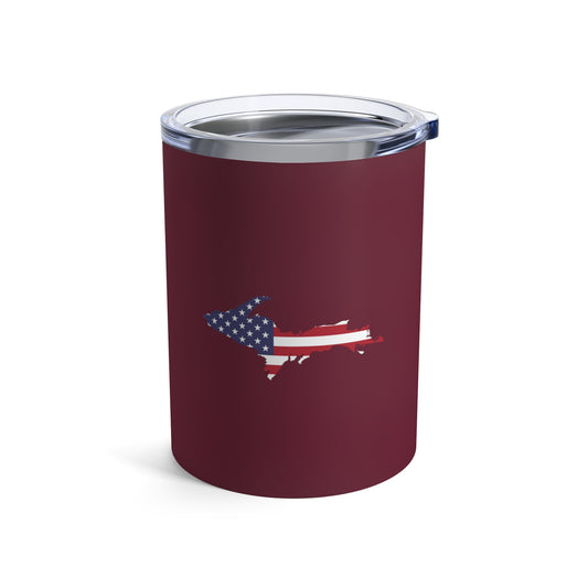 Michigan Upper Peninsula Tumbler (w/ UP USA Flag) | Old Mission Burgundy - 10oz