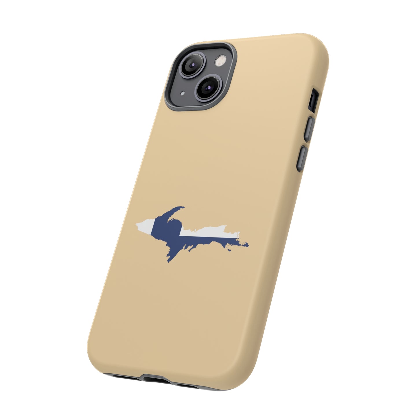 Michigan Upper Peninsula Tough Phone Case (Maple Color w/ UP Finland Flag Outline) | Apple iPhone