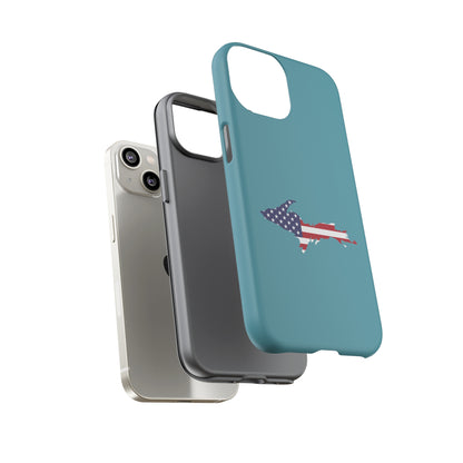 Michigan Upper Peninsula Tough Phone Case (Lake Huron Blue w/ UP USA Flag Outline) | Apple iPhone