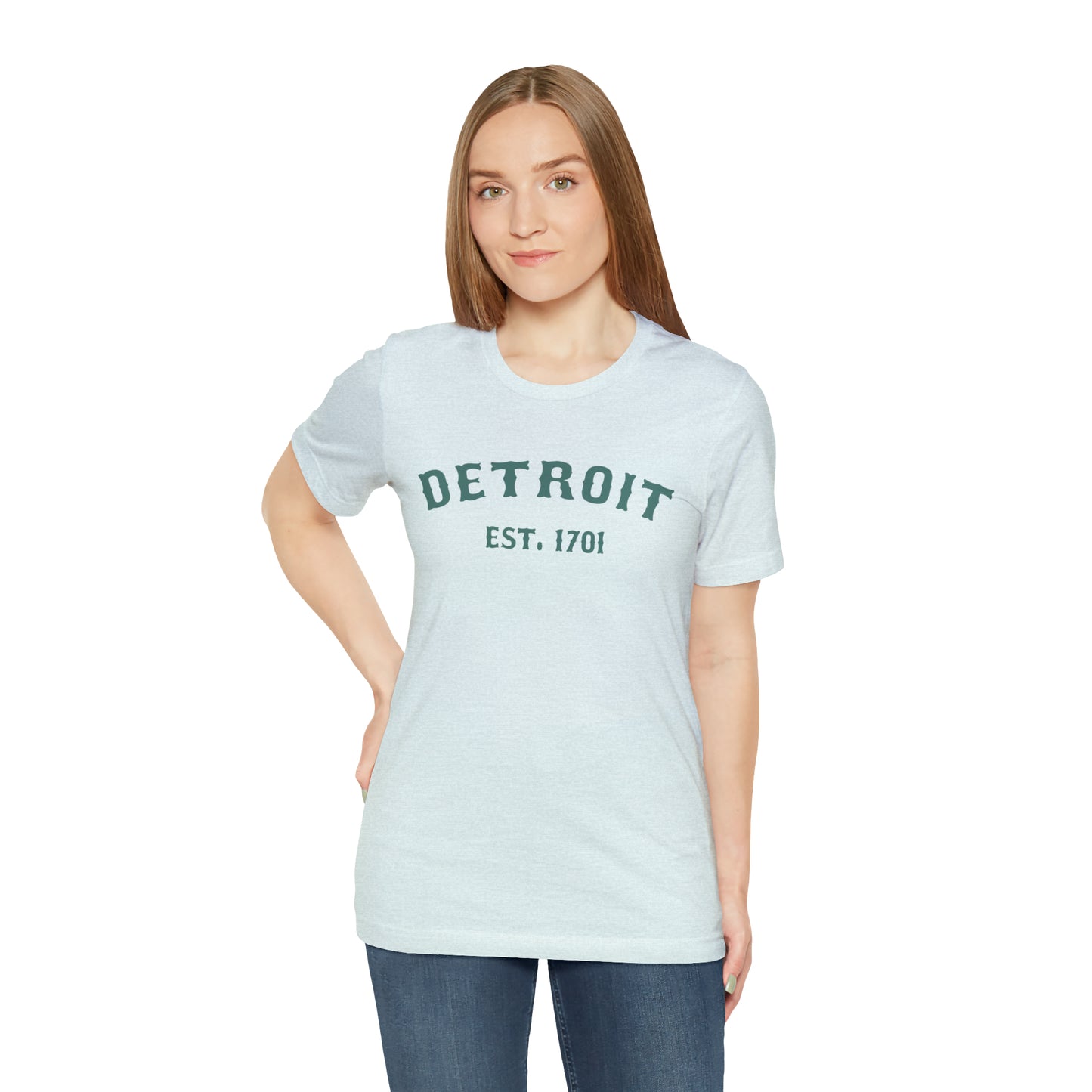 'Detroit EST. 1701' T-Shirt (Copper Green Ballpark Font) | Unisex Standard