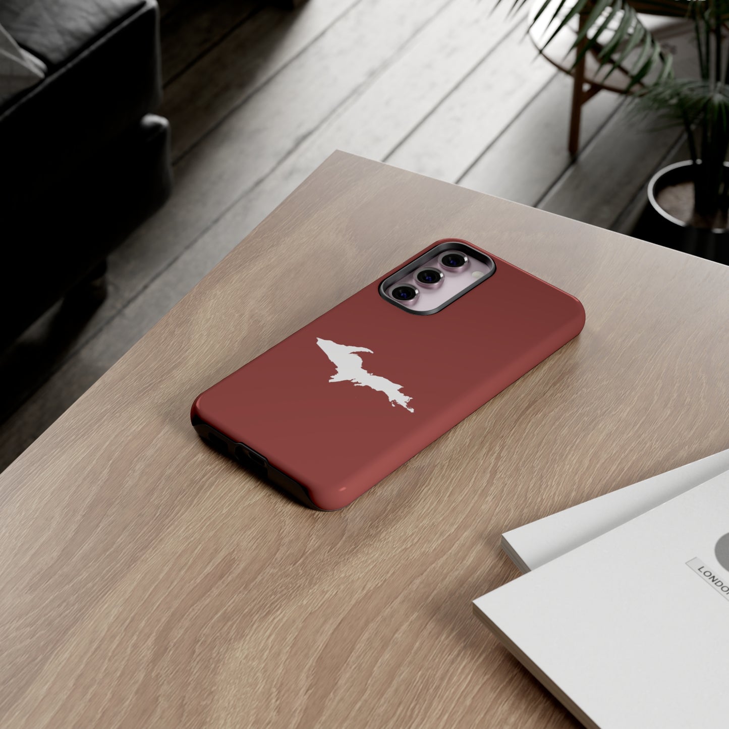 Michigan Upper Peninsula Tough Phone Case (Ore Dock Red w/ UP Outline) | Samsung & Pixel Android