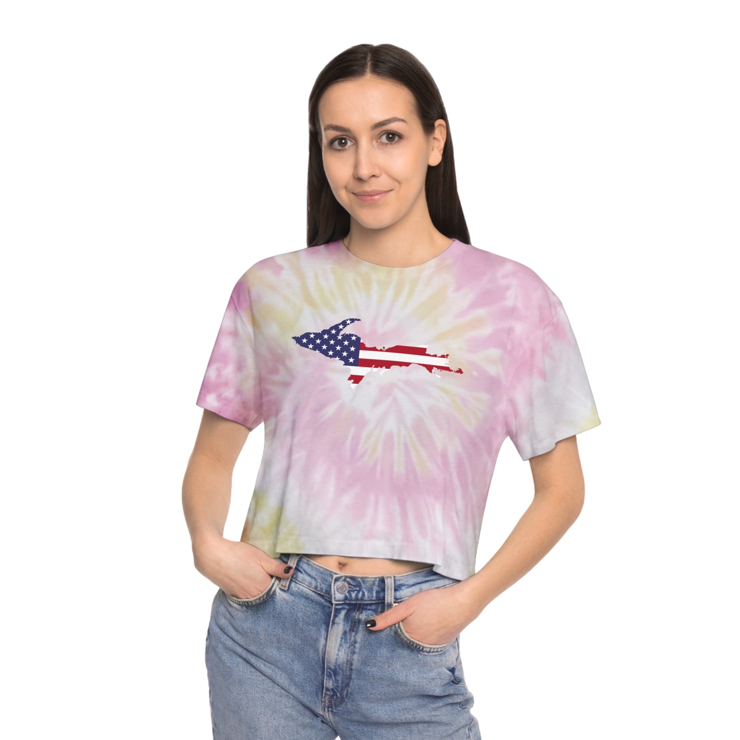 Michigan Upper Peninsula Crop Top (w/ UP USA Flag) | Tie-Dye