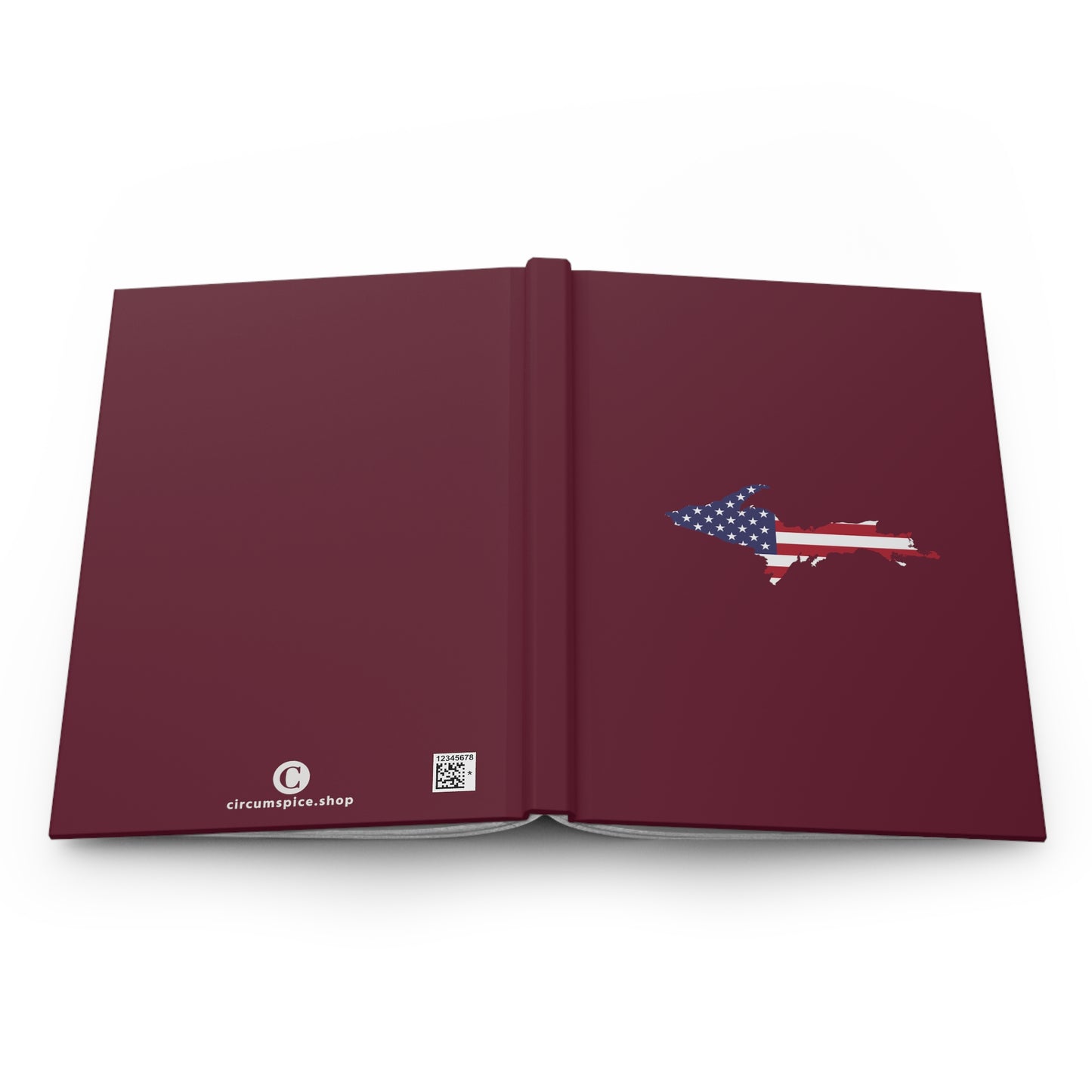 Michigan Upper Peninsula Hardcover Journal (w/ UP USA Flag) | Ruled - Old Mission Burgundy