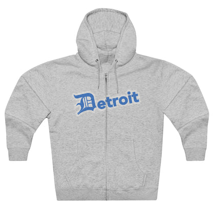 'Detroit' Hoodie (Azure w/ Old English 'D') | Unisex Full Zip