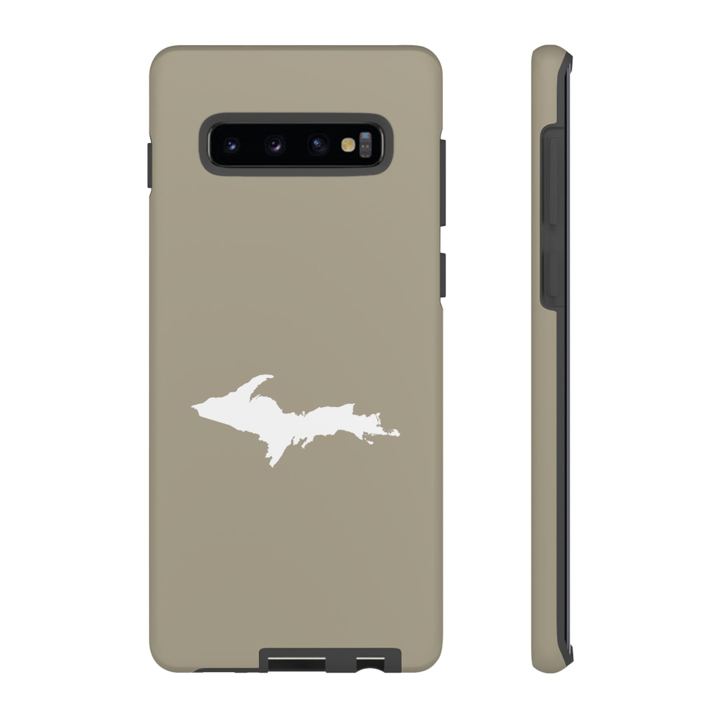 Michigan Upper Peninsula Tough Phone Case (Petoskey Stone Beige w/ UP Outline) | Samsung & Pixel Android