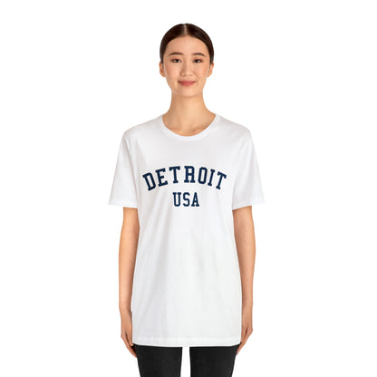 'Detroit USA' T-Shirt (Collegiate Font) | Unisex Standard