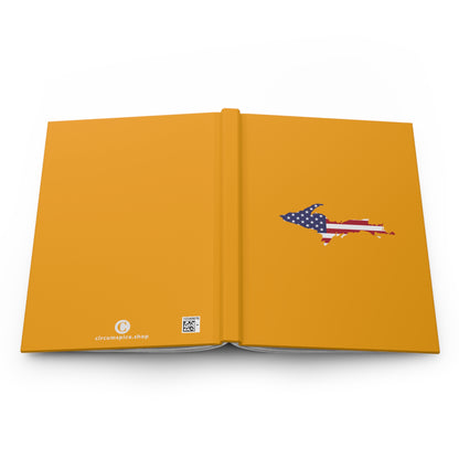 Michigan Upper Peninsula Hardcover Journal (w/ UP USA Flag) | Ruled - Birch Leaf Orange