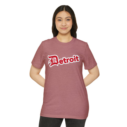 'Detroit' T-Shirt (Aliform Red Old English 'D') | Unisex Recycled Organic