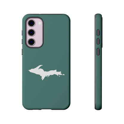 Michigan Upper Peninsula Tough Phone Case (Copper Green w/ UP Outline) | Samsung & Pixel Android