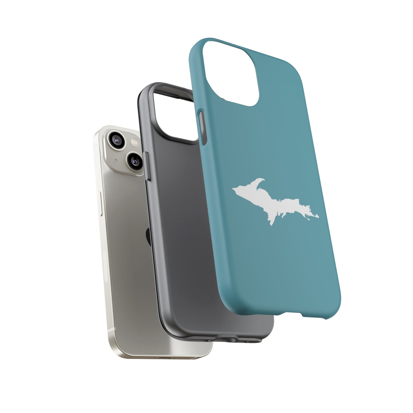 Michigan Upper Peninsula Tough Phone Case (Lake Huron Blue w/ UP Outline) | Apple iPhone